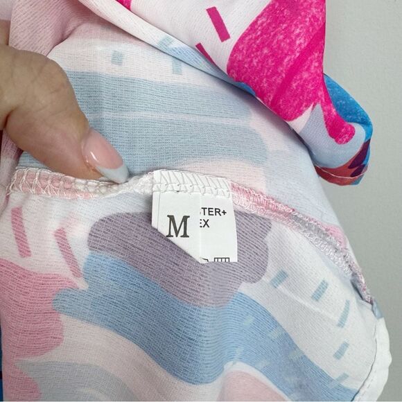 UNBRANDED | NEW Multicolor Ruffle Trim Blouse Sleeveless Women’s Size Medium - Picture 5 of 8